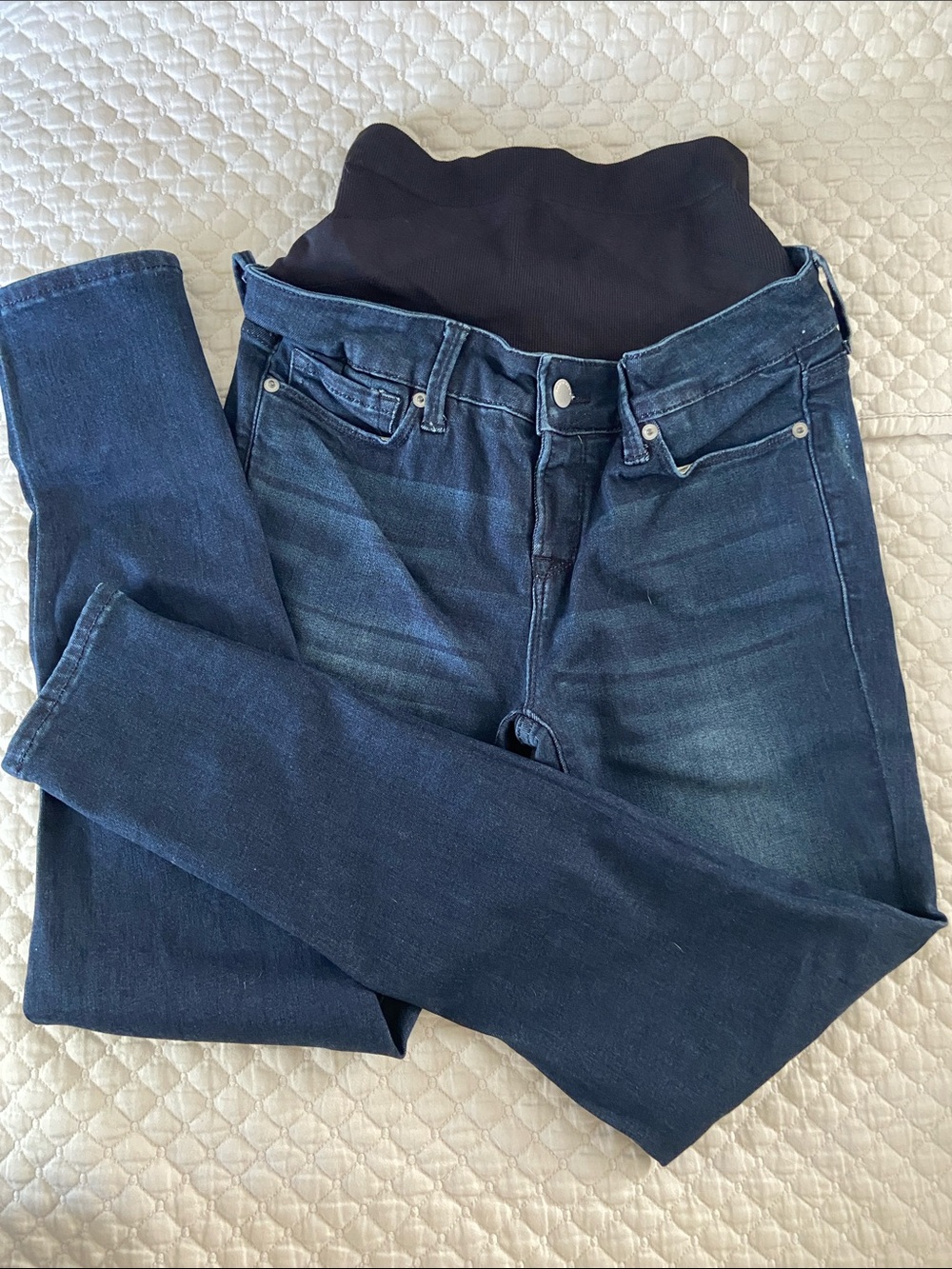 BLANQI Dark Blue Skinny Postpartum Jeans with Black Support Panel